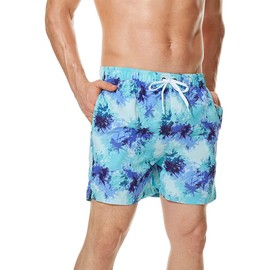 Wantonfy Men's Swim Trunks Beach Shorts Swimwear Swimming Shorts Quick Dry Board Shorts with Zippered Pocket