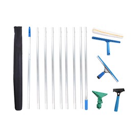 Telescopic Squeegee with Extension Pole (9x1m) 9m Glass Cleaning Tools with Silicon Squeegee 6 Pack Window Glass Cleaning Kit Microfiber Scrubber for Outdoor High Window (9MXC)