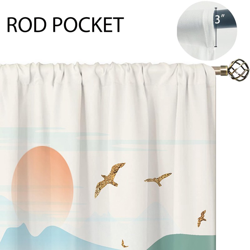 oolygoo Black Grey Misty Forest Small Kitchen Curtains Tree Mountain