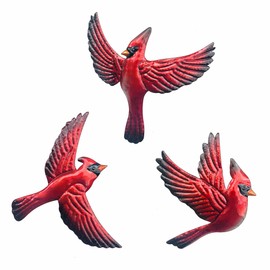 J-Fly Metal Red Bird Wall Decoration Bird Wall Hanging Decor Outdoor Metal Wall Art Cardinal Outdoor Decor Suitable For Living Room Bedroom Patio Kitchen Outdoor Fence Decoration 9 Inch