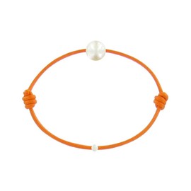 LES POULETTES BIJOUX - Necklace and Bracelet Set White Pearl 8-9 mm with Wax Cord - Colours, Pearl