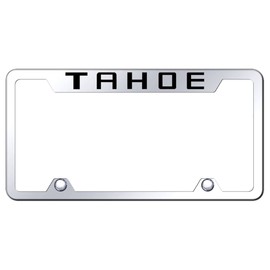 Au-TOMOTIVE GOLD Laser Etched Logo Stainless Steel Truck Cut-Out License Plate Frame for Chevy Tahoe (Chrome)