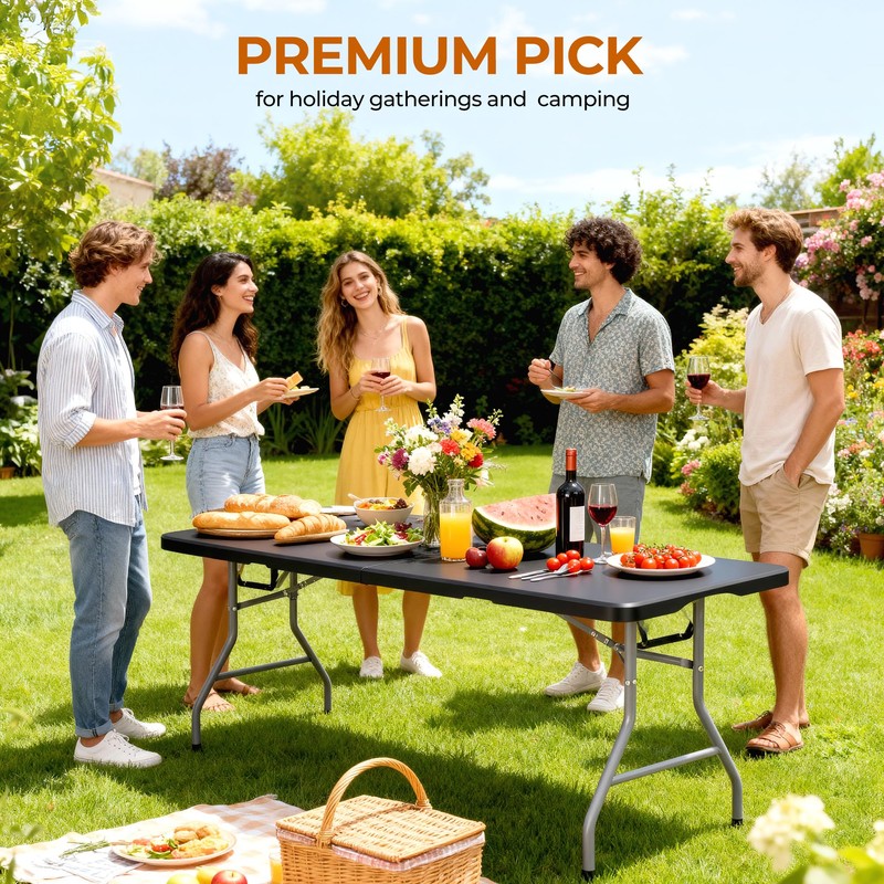 Fenbeli 5FT Folding Table, 350 LBS Heavy Duty with 18%