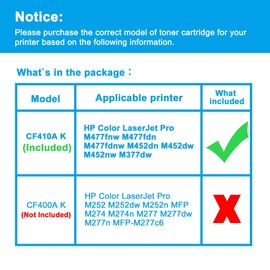 LCL Compatible for HP 410A CF410A (1-Pack,Black) Toner Cartridge for HP Color Laserjet Pro MFP M477fnw MFP M477fdn MFP M477fdnw MFP M452dn MFP M452dw MFP M452nw MFP M377dw