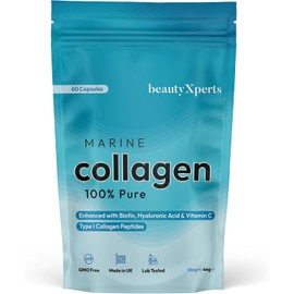 Marine Collagen Capsules | with Biotin, Hyaluronic Acid & Vitamin C | High Strength Pure Collagen Peptides Supplements for Women and Men | 60 Capsules (Not Tablets or Powder)
