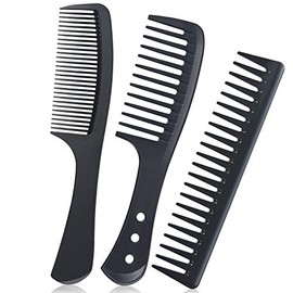 Juego de peines de peluquería, paquete de 3 peines de dientes anchos, cepillo de carbono antiestático resistente al calor, peine para desenredar cabel