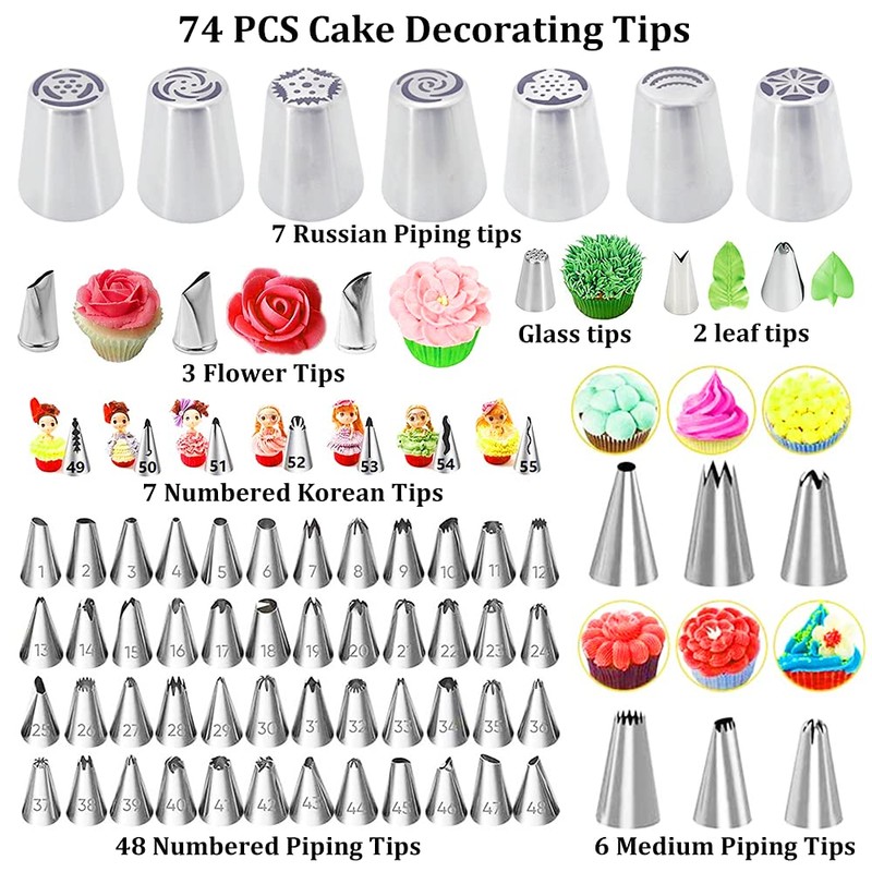 Gawren-H&E 678pcs Cake Decorating Kit,Baking Supplies with Decorating Tools,Cake Carrier,Cake
