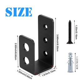 prtsftrb 2x4 Door Barricade Brackets Security Bracket Heavy Duty Devices Night Lock Door Reinforcement for Tool Hanger/Shed/Garage/Gate (4 pcs) - Black Powder Coated Hardened Steel Frame