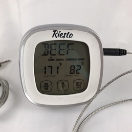 Riesto Touch Screen Thermometer and Timer With Extra Probe! Oven BBQ Grill