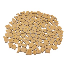 200g Ceramic Mosaic Tiles for Crafts,Irregular Stained Ceramic 0.2"x0.8" Porcelain Mosaic Tiles for Home Decoration (Khaki)