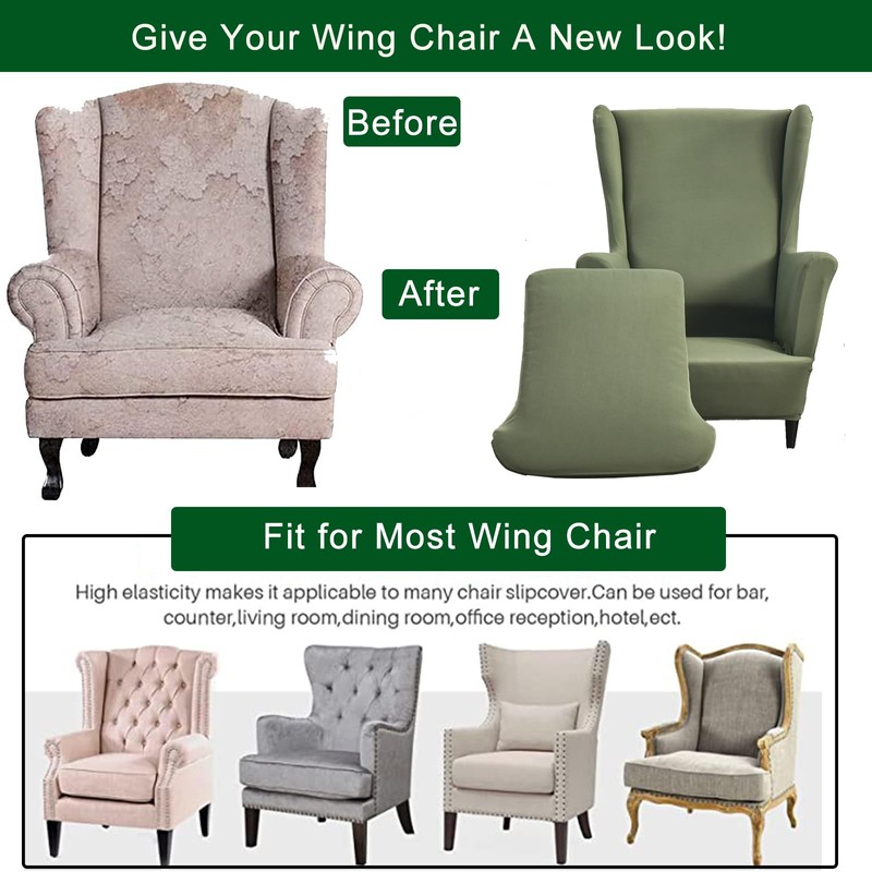 CRFATOP Polyester Wing Chair Covers 2 Piece Stretch Wingback Chair