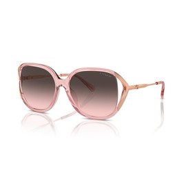 COACH Women's HC8396U Universal Fit Square Sunglasses, Transparent Pink/Grey Pink Gradient, 56 mm
