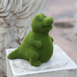 Flocked Animal Statue European Style Handcrafted Resin Simulation Moss Flocked Figurine for Garden Type D