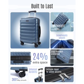 LIGHT FLIGHT Carry On Luggage 22x14x9 Airline Approved Suitcase,Royal Blue