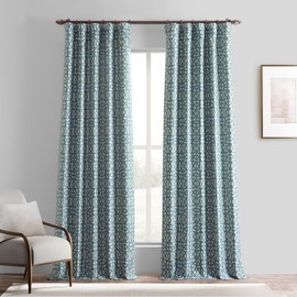 HPD Half Price Drapes Metro Faux Silk Jacquard Room Darkening Curtains - 84 Inches Long Curtain for Bedroom & Living Room, Rod Pocket Design (1 Panel), 50W x 84L, Metro Teal Blue