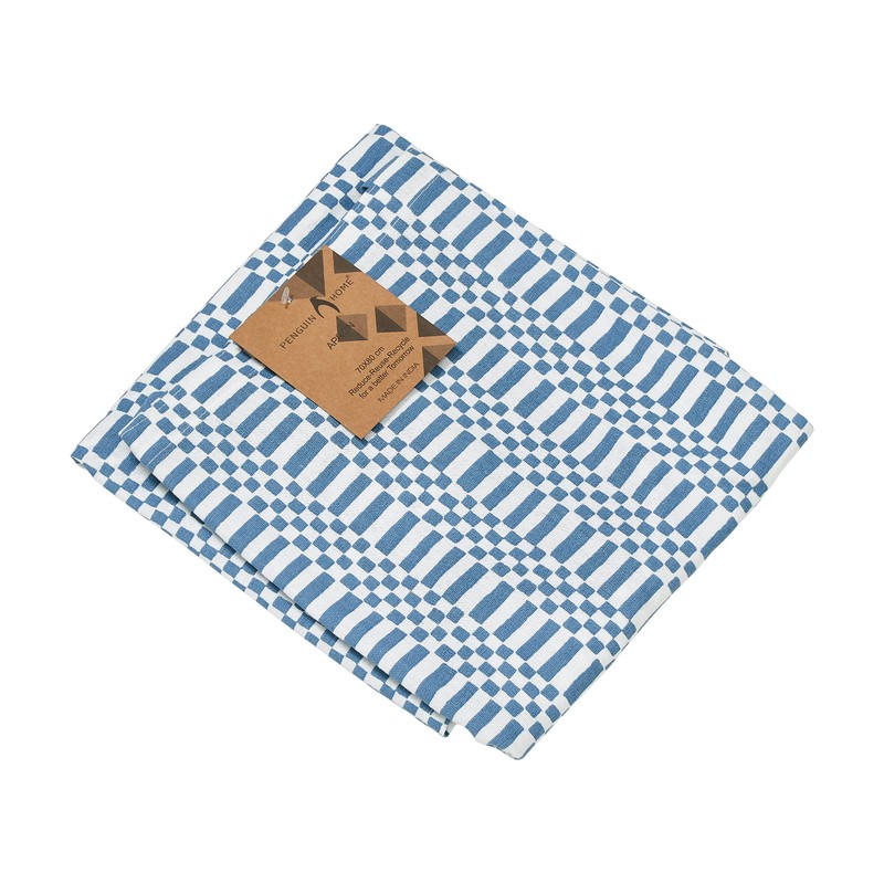 Penguin Home Apron,Chef Quality, Thokka Print,Colour - White & Blue,Plain
