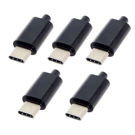 chenyang 5 Pack USB C DIY Connector USB 3.1 Type C 24Pin Male Plug Port Repair Replacement Solder Adapter with PCB Board Black Housing