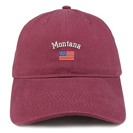 Trendy Apparel Shop Montana USA Flag Low Profile Soft Cotton Baseball Cap - Maroon