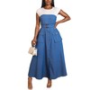 Quzzion Women's Patchwork Denim Dress A Line Maxi Swing Dresses