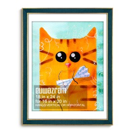 euwazram Suede 18x24 Frame - Single Frame, Christmas Elegant Navy Blue 18 x 24 Poster Frame with Mat for 16x20, 18x24 Picture Frames for Artwork, Puzzles, Photos and Movie Posters