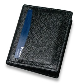 Modage RFID Blocking Credit Card Holder for Men - Genuine Leather Minimal Black Bifold Card Wallet, Mild Black