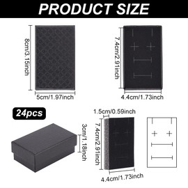 BENECREAT 24 Pack Diamond Pattern Cardboard Jewelry Boxes 8x5x3cm, Rectangle Ring Earring Necklace Gift Boxes with Sponge Insert for Christmas Party, Anniversaries, Weddings, Birthdays