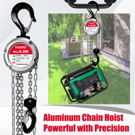 YATOINTO Aluminum Hand Chain Hoist-1/4 Ton(550Lbs) Capacity Manual Chain Fall Hoist |Chain Block 10FT Lifting Height with 2 Heavy Duty Hooks|Industrial Grade Steel Structure for Warehouse Mechanical