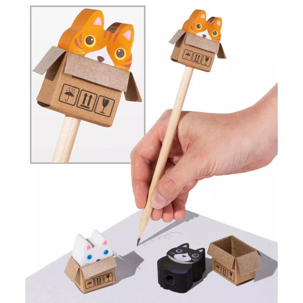 Vat19 Cat in the Box Pencil & Eraser Duo