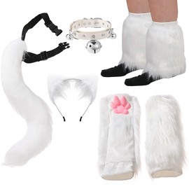 SIROLISA Furry Costume Cosplay Set For Women 3d Toe Beans Gloves Cat Tail Clip Ears Leg Warmers Fluffy Party Toys For Gift