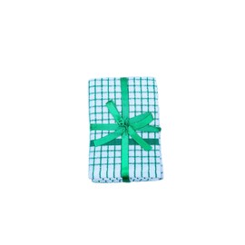 QUALITY HOME TEXTILES 100% Cotton Luxury Terry Towelling Tea Towels | Pack of 3| Kitchen Hand Towels Dish Cloth Super Absorbent Soft Touch | Hanging Loop | Gift Packed Tea Towels (Green)