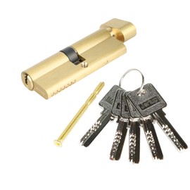 Jeriup 80mm(35/10/35) Euro Profile Cylinder with 5 Keys (dimple), Single Open Copper Lock Cylinder, Anti-Rust Corrosion Resistant Anti-Theft
