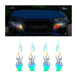 Zpana 4PCS Flame Car Reflective Sticker, 5.9'' Racing Sports Vehicle Stripe Decal, Waterproof Automotive Sticker Decoration Accessories, Universal for Off Road Motorcycles Golf Cart (Multicolor)