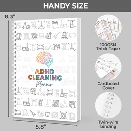 ADHD Cleaning Planner, ADHD Planner for Adults Women Mom, Household Cleaning Schedule and Checklist, Daily Weekly Monthly Chore Chart Notebook for Family, Editable Household Planners, 5.8 x 8.3"