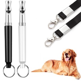 BAIYSFFG 2 Pack Dog Whistle, Dog Whistles for Recall, Ultrasonic Stop Barking Silent, Adjustable Dog Training Whistle, with Lanyard