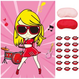 Zhangguanlidai Singer Birthday Decorations,Pin The Lip on The Singer Game,Popular Birthday Party Supplies Music Birthday Decorations