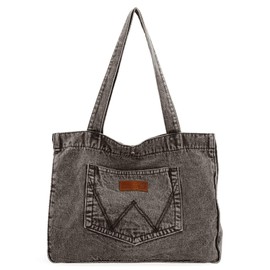 Montana West x Wrangler Denim Tote Bag for Women Large Tote Purse Shoulder Bag for Work Travel WG143-2006BK