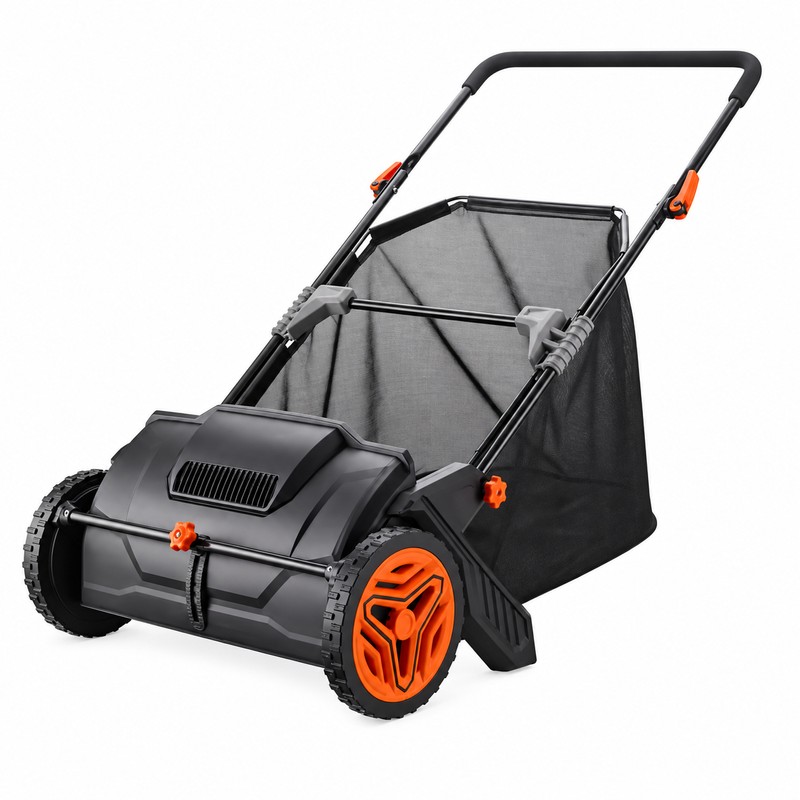 Push Lawn Sweeper for Leaf & Grass Cleanup – 21-Inch