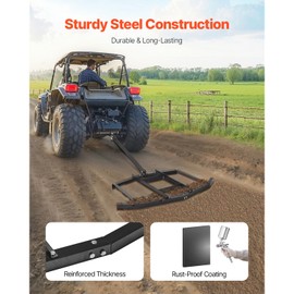 Happybuy 66-inch Width Drag Harrow: Constructed of Q235 Steel! Features Adjustable Bars and Pin Hitch. Supports up to 50 lbs. Perfect for ATVs, UTVs, and Garden Lawn Tractors