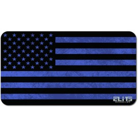 ELITE OUTDOORS MFG Black and Blue Distressed American Flag Gun Cleaning MAT 12inch x 22inch.Â  Made in The USA!Â  Free Wallet Bottle Opener Included