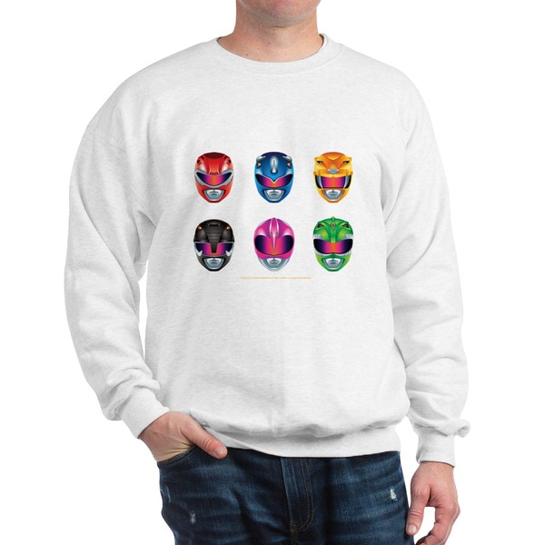 CafePress Power Rangers Helmet Icons Sweatshirt Classic Crew Neck Light