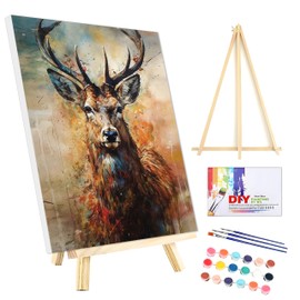Zemalous Framed Paint by Numbers Kit for Adults Easy Crafts for Women Beginner DIY Deer Buck Woodland Animals Canvas Painting for Kids Girls 16x20 inch Paint Set Hobbies for Adults