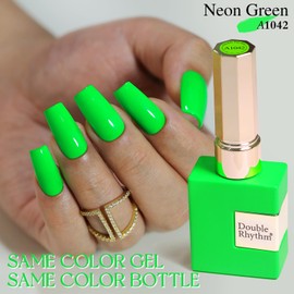 Double Rhythm 15ML Gel Nail Polish Pure Sheer Same Color Same Bottle Soak Off Gel Polish Art Manicure Salon DIY at Home for Women (Bright Green-A1042)