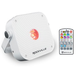 Rockville MINI RF1 V3 White LED Wash Up Light, RGBWA+UV, Compact, App Control, Remote, LCD, Wireless DMX, Rechargeable, Perfect for DJ/Party Lighting