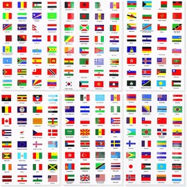 384 PCS World Flag Stickers, Waterproof Countries Flags Stickers, PVC International Country Flag Stickers, 192 Countries World Stickers Travel Mini Flag Stickers for School Planner Scrapbook Journal