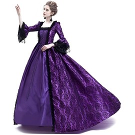 CAMDOM Victorian Dresses for Women Vintage Court Masquerade Dress Medieval Gothic Lolita Party Swing Evening Dress with Petticoat, Purple