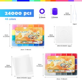 Moncolis 24000 Ironing Beads Set 2.6 mm 48 Colours Beads with Plates Required Accessories Mini Beads in Organiser Box for Crafts DIY Boys Girls