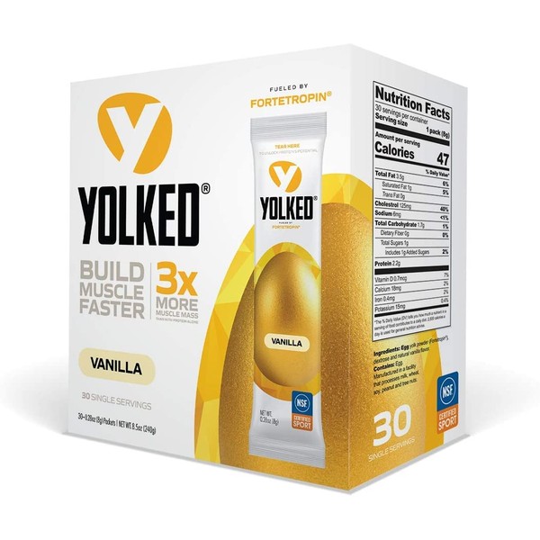 YOLKED - Clinically Proven and NSF-Certified All Natural Muscle Building Supplement - Increase Lean Muscle, Reduce Muscle Loss, and Improve Recovery with Protein’s Perfect Partner, 30 Servings