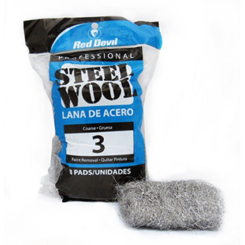 Red Devil 0326 Steel Wool, 3 Coarse, (Pack of 8)