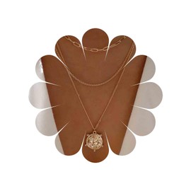 Allereyae Vintage Layered Coin Disc Necklace Hammered Coin Pendant Necklace Medallion Coin Necklace Gold Punk Paperclip Chain Necklace Jewelry for Women