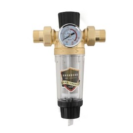 Cozyel Drinking Water Filter Set, 1 Inch Water Pressure Reducer Backwash Filter with Water Pressure Gauge and Stainless Steel Strainer Filter, Water Pressure Valve Made of Brass for Regulating Water